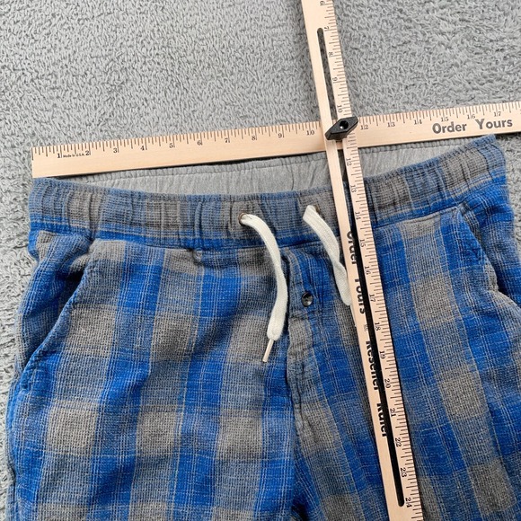 Kavu Pants Mens Medium Blue Gray Plaid Lounge Drawstring Casual Woven Cotton - Picture 3 of 10